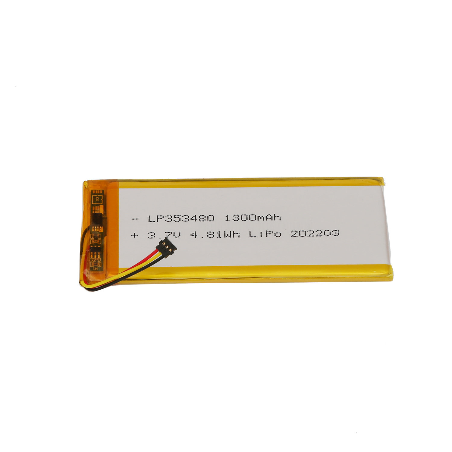 High capacity LiPo battery LP353480 1300mAh 3.7V battery